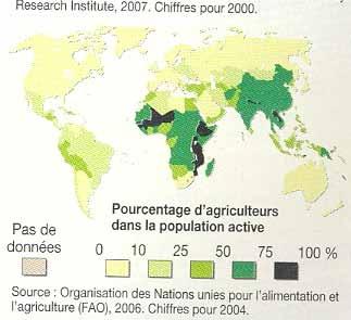 Porcentaje de agricultores de la población económicamente activa. 2006.