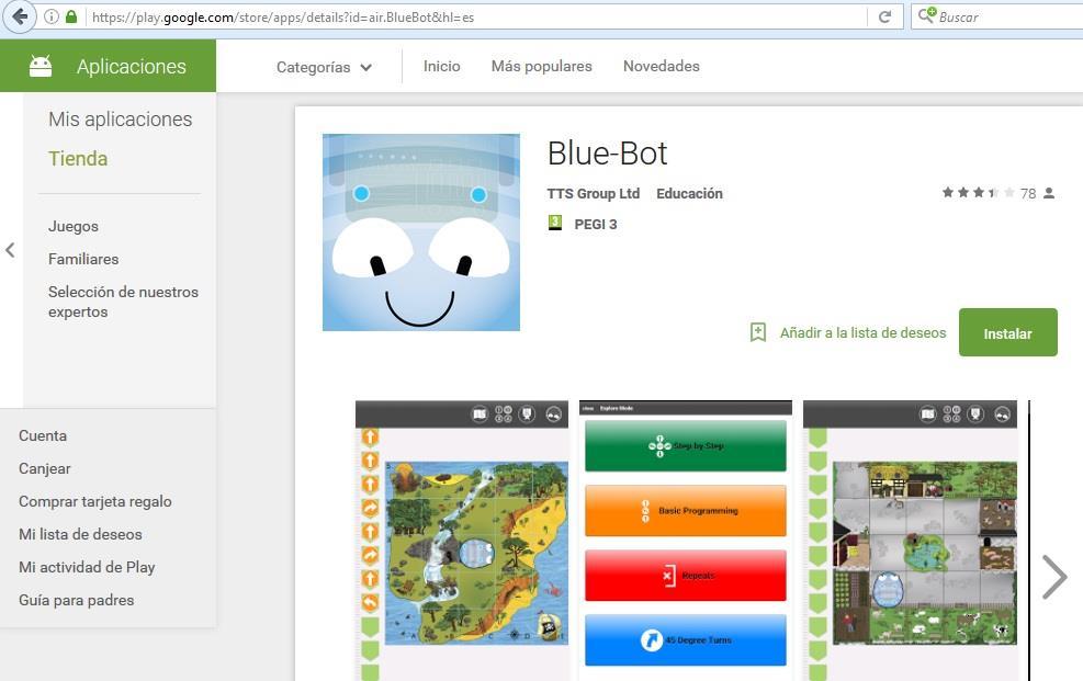 3º Educación infantil. Uso de la aplicación para tablet de Blue Bot.