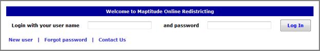 Para crear una cuenta de usuario Maptitude para la reclasificación de distritos en línea 1.