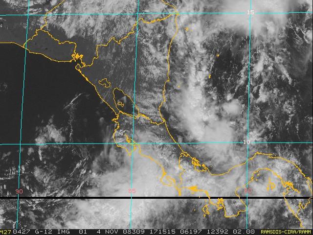 Oeste sobre el Pacífico, provocando en el pacífico Central y Sur lluvias desde tempranas horas del día.