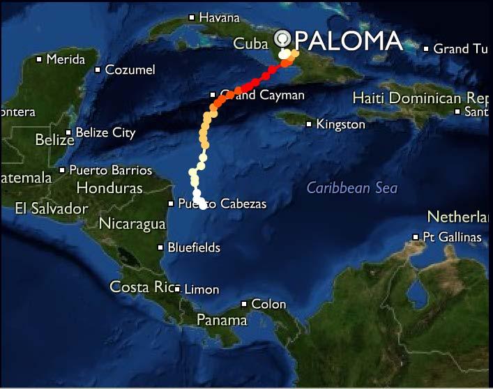 2. Influencia del Huracán Paloma hacia Costa Rica La Tormenta Tropical Paloma inicio a partir de la depresión tropical 17, inició cuando se localizaba en el sector sur occidental del Mar Caribe.