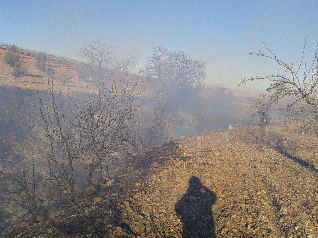 Imagen del incendio de Mazaleón Fuente: Helitransportada de Alcorisa ALMONACID DE LA SIERRA (14/11/2017); Causa: