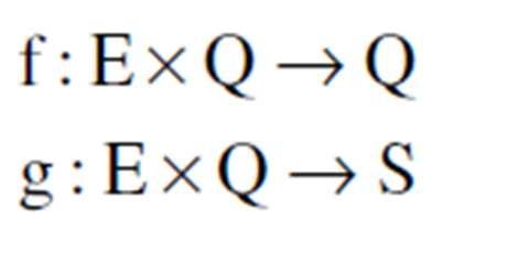 Definición formal de autómata Un autómata es una quíntuplaa = ( E, S, Q, f, g ) donde : E = {conjunto de entradas o vocabulario de entrada} E es un conjunto finito, y sus elementos se llaman entradas