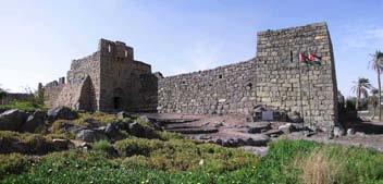 omeya, lugares fortificados en el desierto sirio y jordano desde donde los califas de Damasco establecían vínculos con las tribus beduinas y que también fueron lugares de ocio (baños, poesía, fiesta)