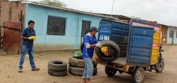 Estado en acción Damnificados por lluvias Piura: Salud y Municipio eliminan 13 toneladas de criaderos de zancudo Aedes Aegypti en distrito La Matanza La municipalidad del distrito de La Matanza, en
