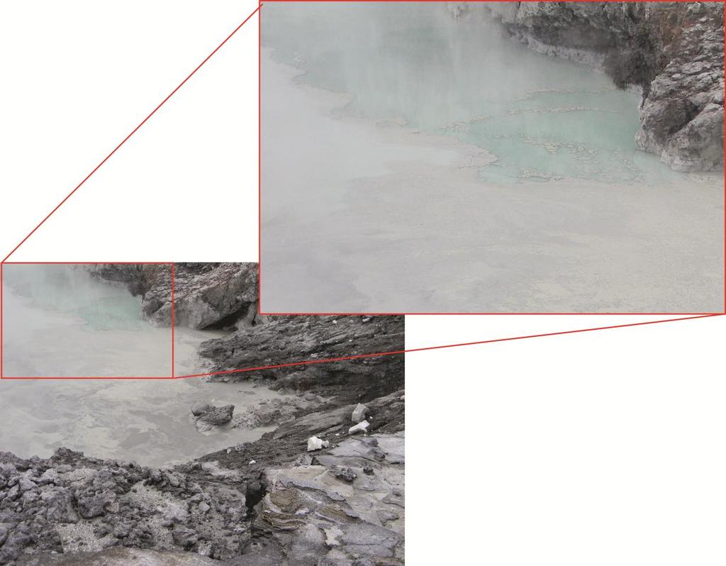 III. Volcán Poás 7 Lago El día 20 de marzo se realizó una visita al fondo del cráter, durante la cual se observaron varios cambios, tanto en el nivel del lago, como en la dinámica del mismo, se