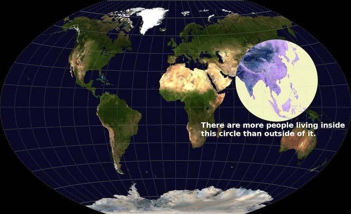 Población del sureste asiático comparada con el resto del mundo Los mapas han servido desde hace siglos para representar gráficamente un territorio: ya sea para conocer la extensión del imperio o los
