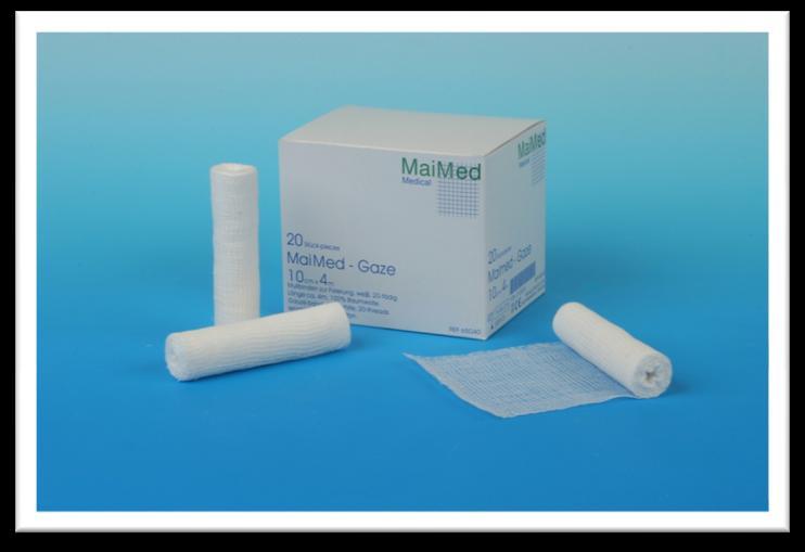 Tratamiento para heridas MaiMed - Venda de gasa Venda hecha de gasa rígida, color blanco 20 hilos ( 27 g/m² ) 100 %