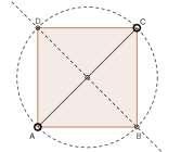 Solución: Las diagonales de un cuadrado se cortan en sus putos medios, por ser éste un paralelogramo.