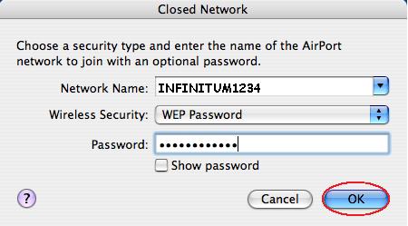 B) De un clic en el icono de AirPort, y le mostrara una lista de redes inalámbricas disponibles, seleccione el nombre de la red que creó y de