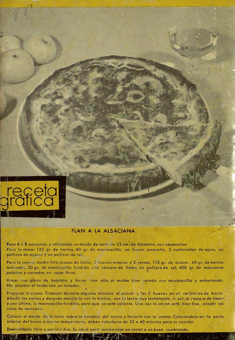 FLAN A LA ALSACIANA Para 6 u 8 personas, y utilizando un molde de tarta le 23 cm. de diámetro, son necesarios: Para la masa: 125 gr. de harina, 60 gr.