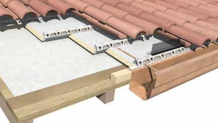 6 Aleros y colocación de tejas Sobre el Rastrel del primer panel BORJATHERM se fijarán los Peines con Rastrel de ventilación, para elevar