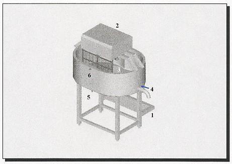3. Herramientas de corte y agitación 4. Válvula de descarga 5. Entrada de vapor RWG ½ (2.5 Kg/cm 2 ) 6.