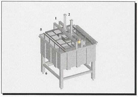 (Figura 16). 1. Puente superior de prensado 2. Cilindros neumáticos 3. Válvula neumática manual de tres Posiciones 4.