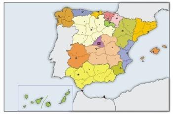 Mapa autonómico de España.