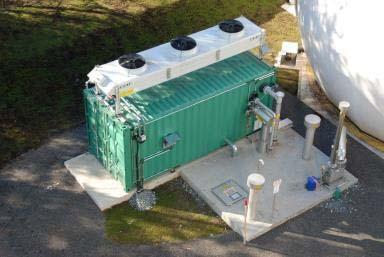 Secado de biogas Secado en tres pasos con remoción de condensados Evitar la formación de condensados en la línea de gas a Tauern Spa Humedad del biogás a 40 C: 57,7 g/nm³ = 16 kg agua por hora a