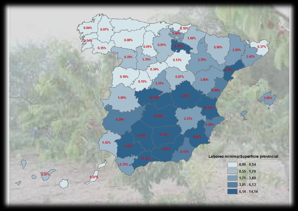 Mapa 2: Distribución provincial del laboreo