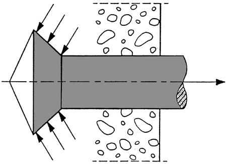 hormigón agrietado. Grieta de flexión en forma de V La anchura de la grieta suele ser de aprox. 0,3... 0,5 mm.