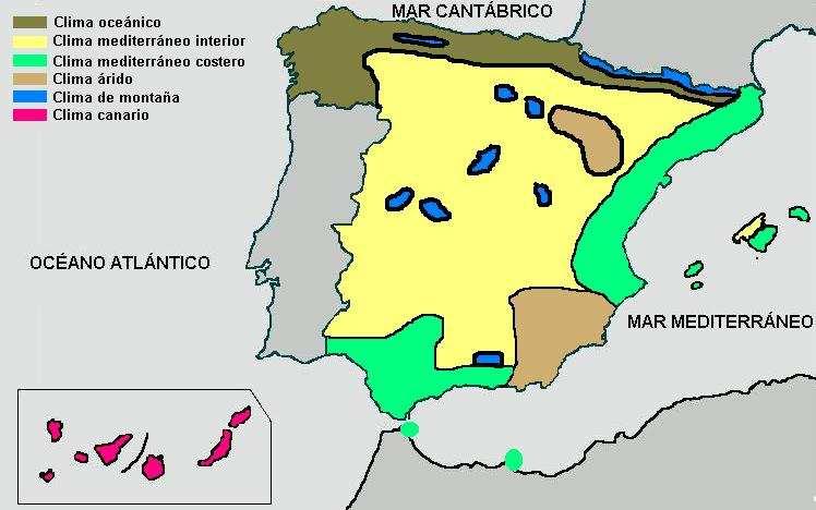 4. TIPOS DE CLIMA EN ESPAÑA El territorio español se caracteriza por una amplia diversidad de climas.