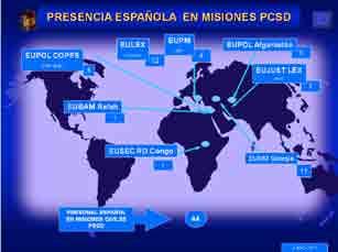 Personal militar desplegado en órganos de la UE Además, y con independencia del personal militar desplegado en las operaciones de la UE (en la actualidad, únicamente ATALANTA), España mantiene, con