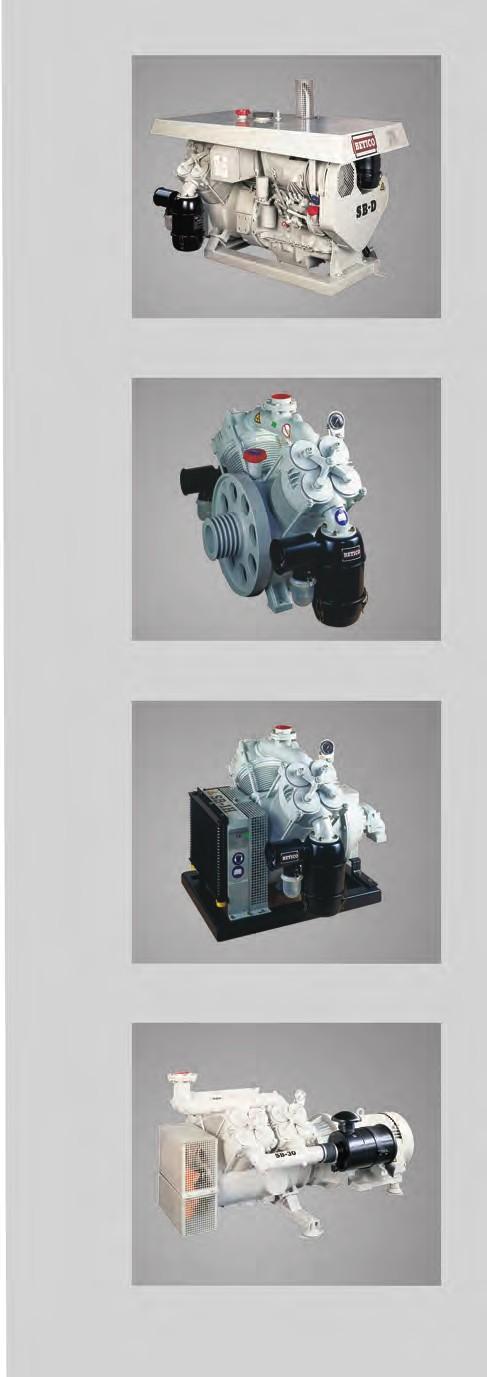 Flexibilidad y facilidad de montaje Accionamiento por Motor Diesel Conjunto motocompresor, completamente autónomo, accionado directamente por motor diesel, embridado al compresor, formando un robusto