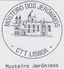 Matasellos - fechador manual ilustrado del Monasterio de los Jerónimos en la capital lisboeta. Tipo "Carimbos regionais".