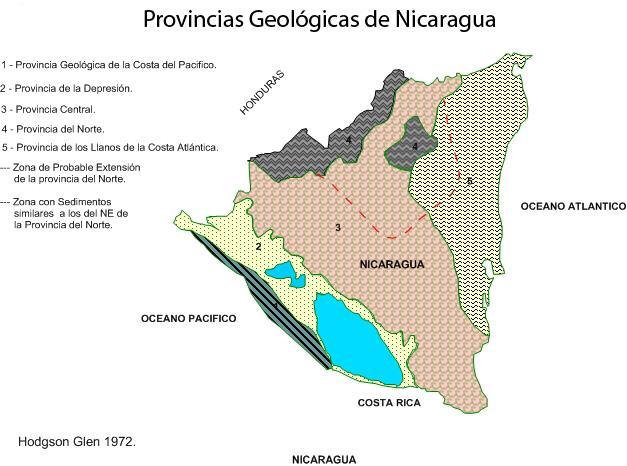 PLAN DE DESARROLLO GEOLOGICO MINERO Nicaragua posee cinco provincias geológicas, tres de las cuales son las de mayor interés por su ambiente geológico ya que contienen recursos que ameritan más