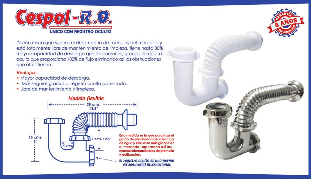 20  para fregadero salida flexible Fabricado con resina 100% virgen Únicos con la norma internacional R.O.