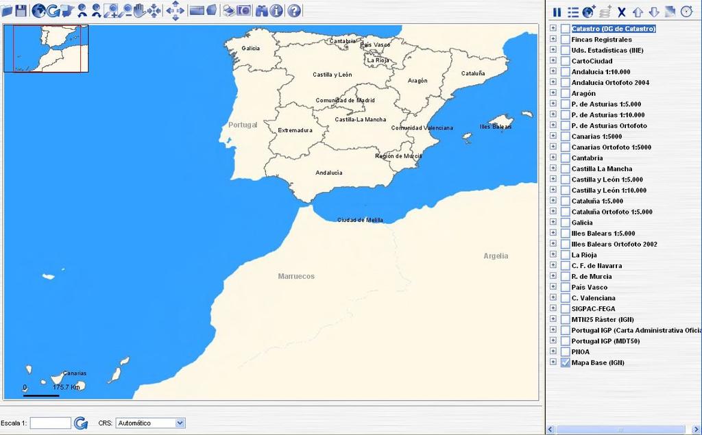 En el Geoportal IDEE se pude consultar un amplio Catálogo de datos y servicios que incluye los servicios OGC que se están desarrollando actualmente en España, tanto en el ámbito nacional, como en el
