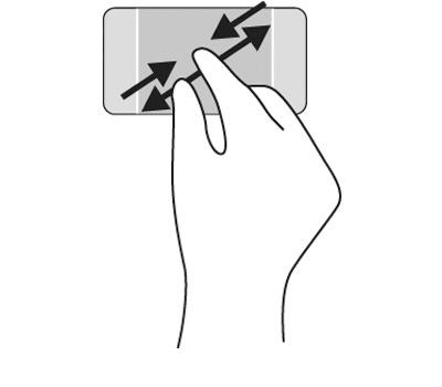 Acercamiento/alejamiento con dos dedos El gesto de acercamiento/alejamiento con dos dedos le permite ampliar o reducir imágenes o texto.