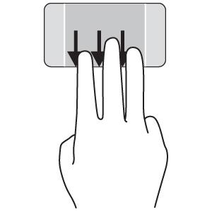 Cerrar una aplicación Coloque tres dedos en el centro del TouchPad y deslícelos completamente hacia abajo hasta