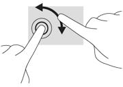 Rotación (sólo en algunos modelos) La rotación le permite girar elementos tales como fotos. Apoye el dedo índice de su mano izquierda sobre el objeto que desea rotar.