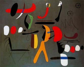 Observa el cuadro de Joan Miró, casi todas las figuras aparecen silueteadas, es decir, resueltas mediante la utilización de colores lisos.