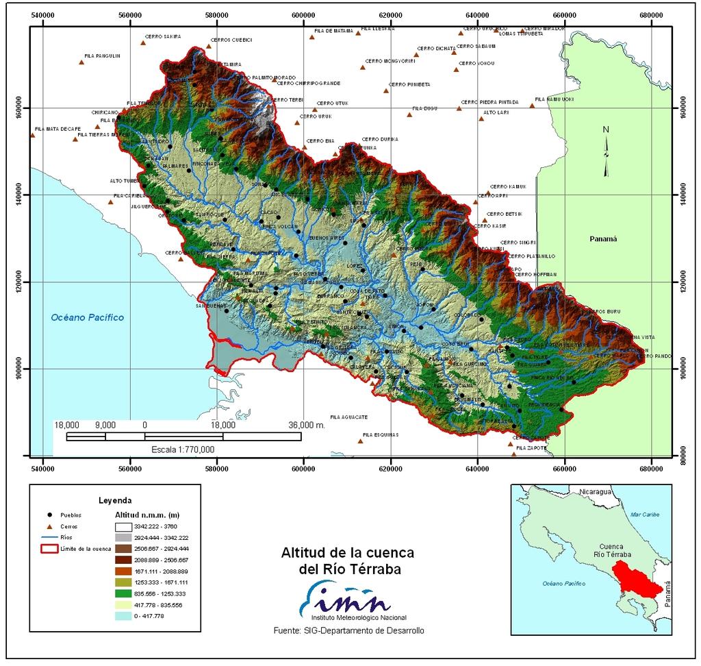 Figura 1. Distribución altitudinal 3.3 Red Hidrológica Esta cuenca es irrigada por el río de igual nombre así como por los ríos Shoabrá y Caño Bravo.