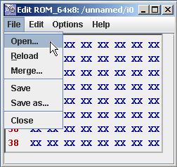 .. En seguida aparecerá una ventana que muestra el contenido de la ROM Para cargar el contenido desde un archivo, seleccionamos File > Open.