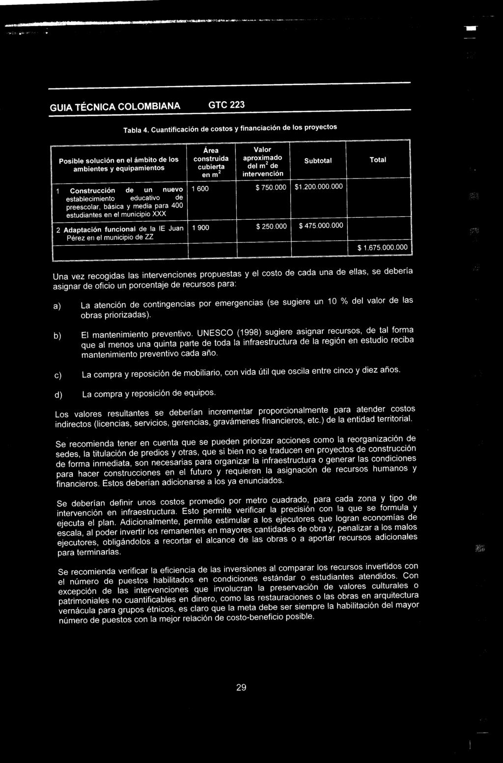 GUIA TÉCNICA COLOMBIANA GTC 223 Tabla 4.