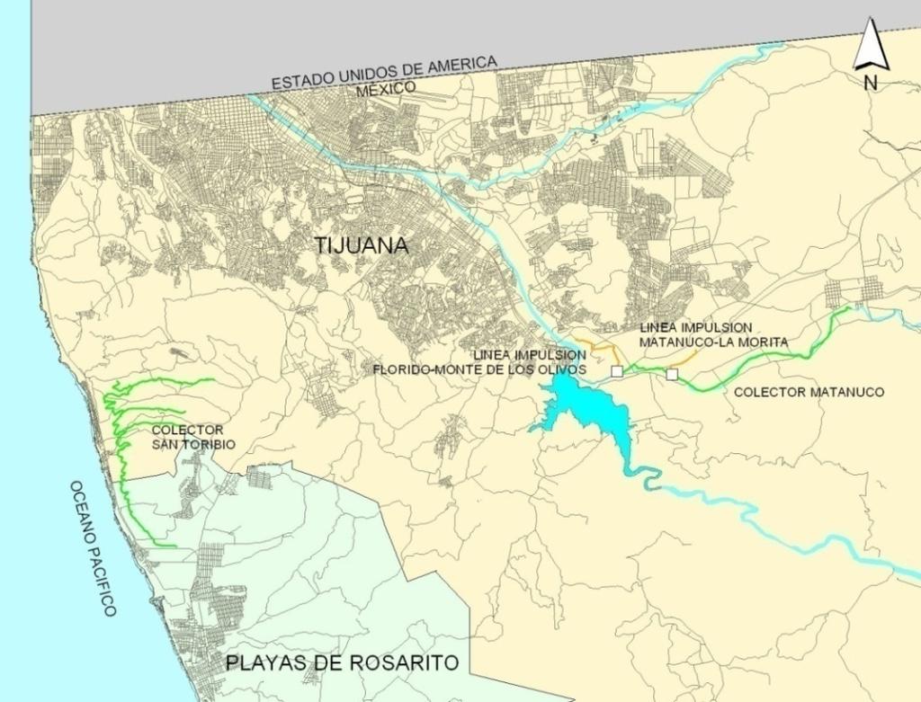 TIJUANA Y PLAYAS DE ROSARITO, B.C Figura 4. Colectores y Líneas de Conducción en Tijuana y Playas de Rosarito, Baja California 1.