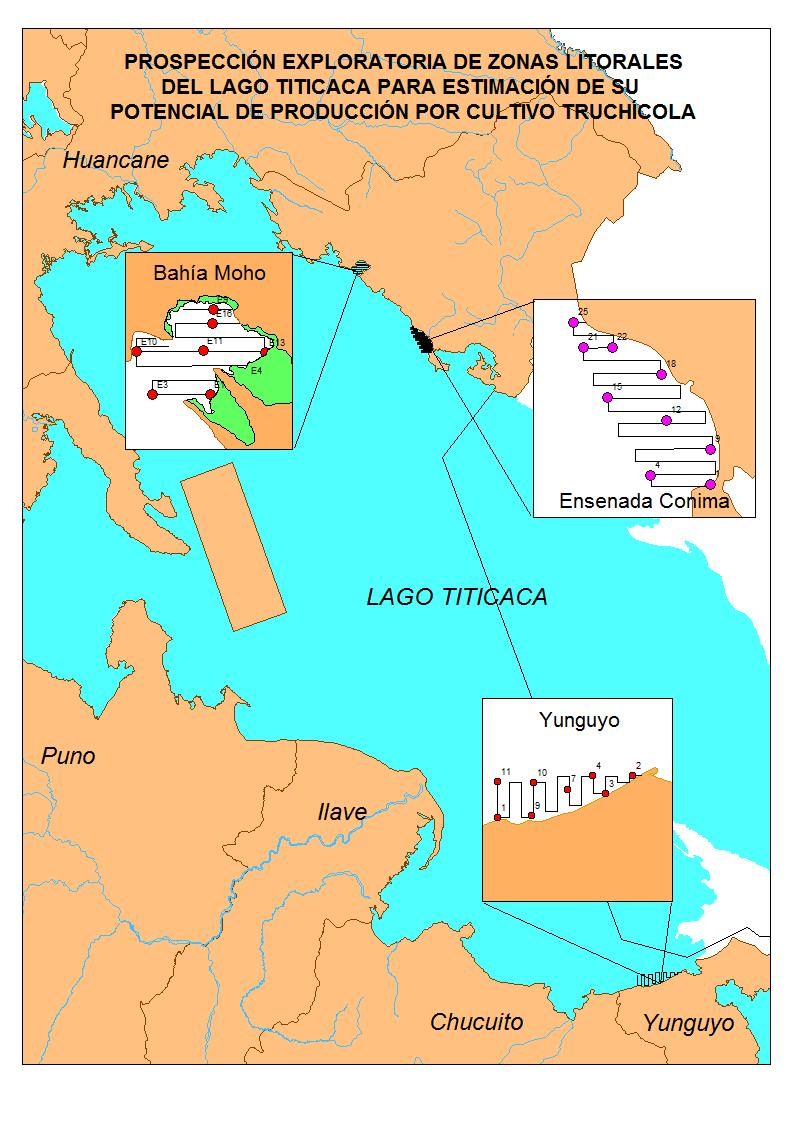 4. Programa de investigación del potencial acuícola del Lago Titicaca y principales afluentes (Sede Central) Determinar las áreas apropiadas para la ejecución de actividades piscícolas y