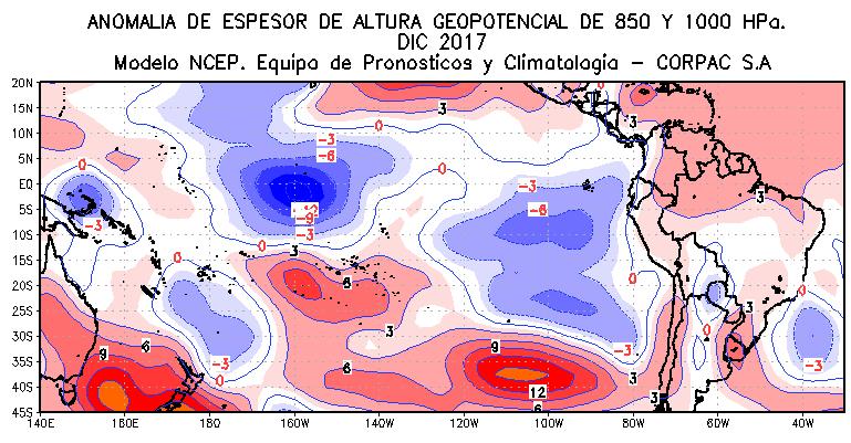 DICIEMBRE Comportamiento Inferior sobre el oriental (frente costa norte de Perú Y central, además del PSO.