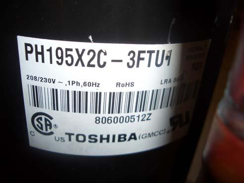 cm3/rev Carga de aceite: 350 ml EJF121B (220 V) Marca: Toshiba Modelo: PH195X2C