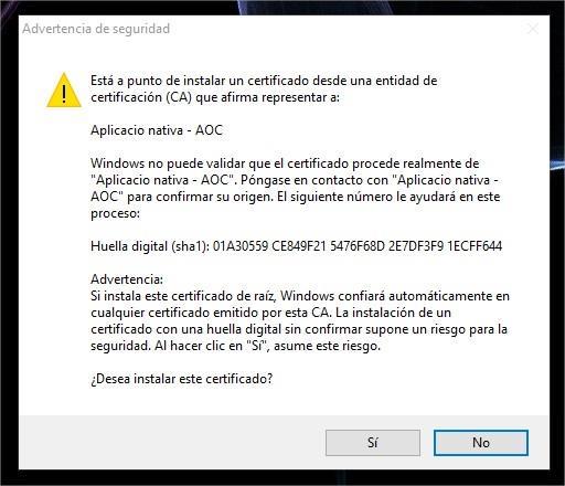 - En el caso de realizar la instalación des de un sistema operativo de Windows, se abrirá una ventana