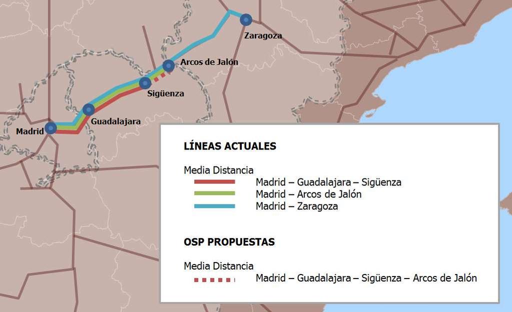 Figura 58. Servicios de MD Convencional entre Guadalajara y Arcos del Jalón Tabla 312.