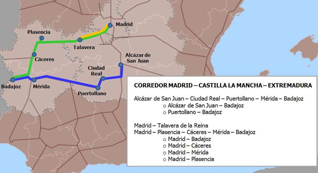 2.2.1.14 CORREDOR MADRID - CASTILLA-LA MANCHA - EXTREMADURA Figura 14. Servicios ferroviarios interregionales Madrid - Castilla-La Mancha - Extremadura A) POR CIUDAD REAL Y PUERTOLLANO Tabla 32.