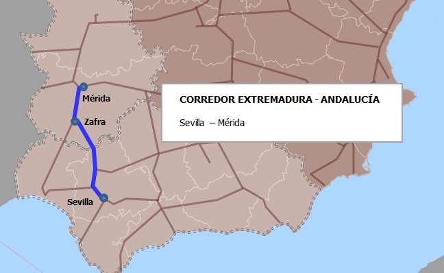 2.2.1.16 CORREDOR EXTREMADURA - ANDALUCIA Figura 16. Servicios ferroviarios interregionales Extremadura - Andalucía Tabla 36.