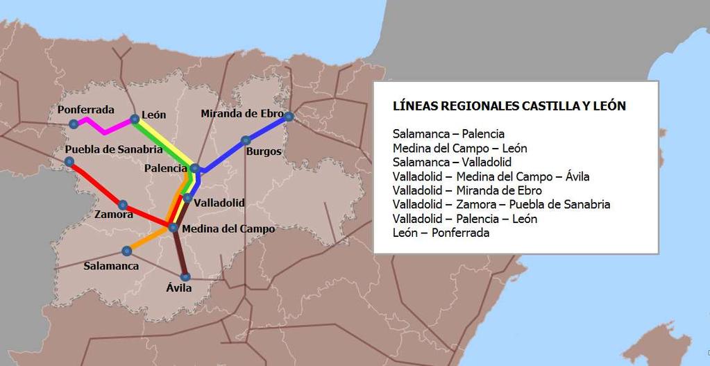 2.2.2.5 CASTILLA Y LEÓN Figura 21. Servicios ferroviarios regionales Castilla y León Tabla 54.