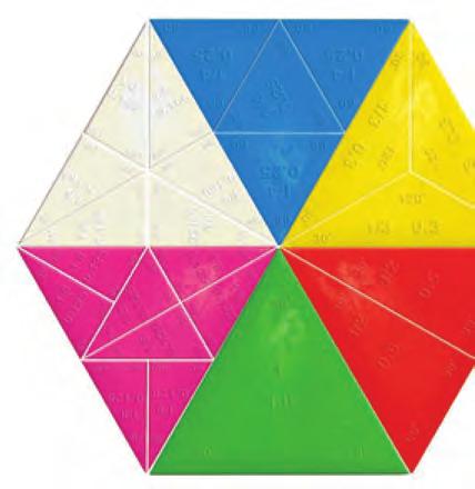 3351 Fracciones Triangulares Este material ayuda al alumno a comprender las operaciones con fracciones, además la comparación de las fracciones permite a los alumnos encontrar las semejanzas y las