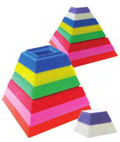 3308 Pirámide Cuadrangular Presentación: 8 juegos con 8 piezas del mismo color (naranja, rosa, blanco, amarillo, morado, verde, azul, rojo).