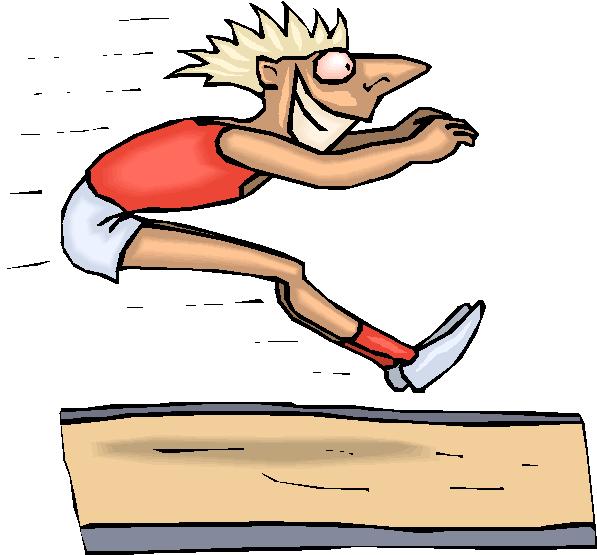 Salto de longitud: los competidores corren una distancia y se lanzan desde una línea delimitada generalmente con plastilina caen en una caja de arena.