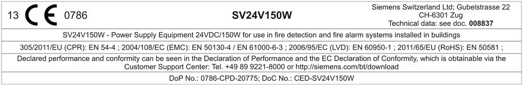 Denominación Peso FC2060-AA A5Q00023048 Unidad de control de detección de incendios 20,800 kg (Modular) Ampliaciones Z3B171 BPZ:4843830001 Módulo de relés 250 VAC / 10 A (1 relé) 0,042 kg FTO2001-A1