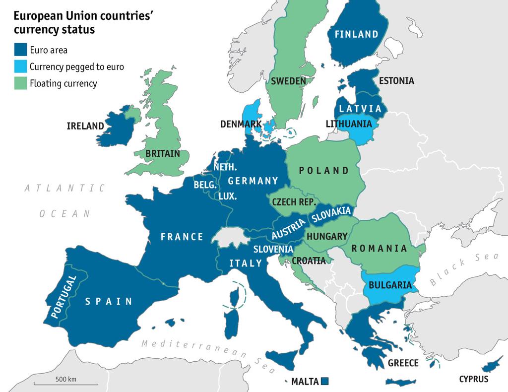 Estado de la moneda de los países de la Unión Europea